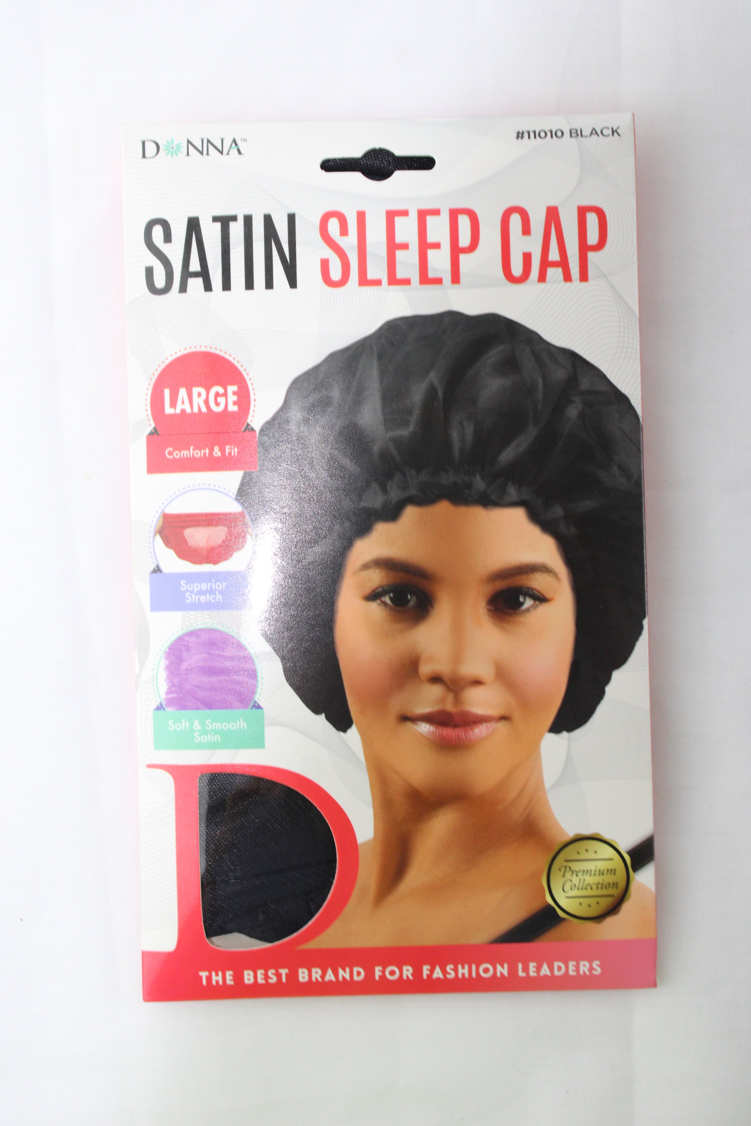 Donna Black Satin Sleep Cap